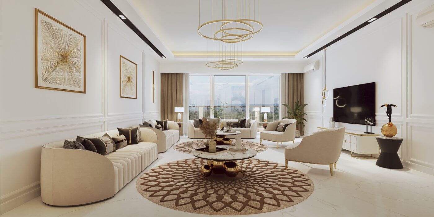 Artist's impression of a living room in a home at The Valley Gardens, Panchkula
