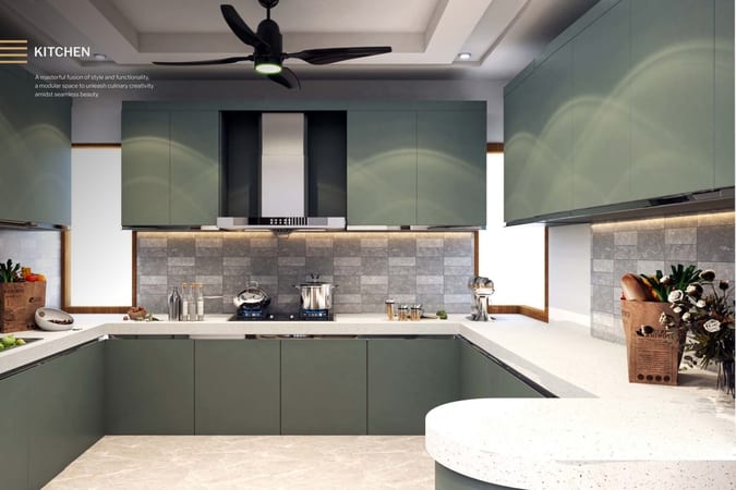 Artist's impression of the modular kitchen in a Noble Willasa floor