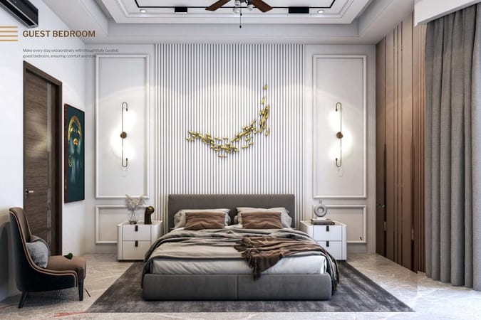 Artist's impression of the guest bedroom in a Noble Willasa floor