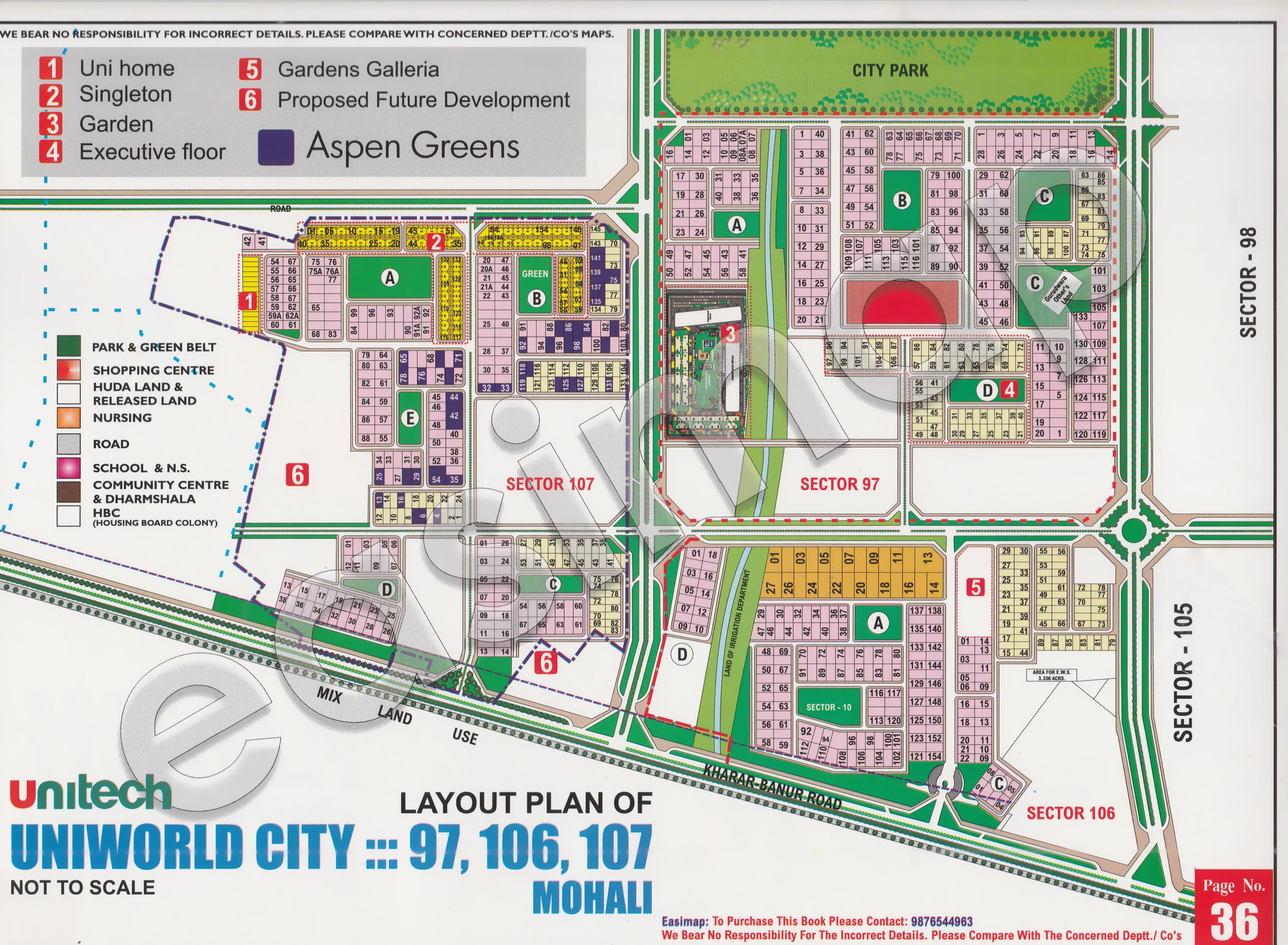 Uniworld City Sector 97, 106, 107 Mohali layout plan