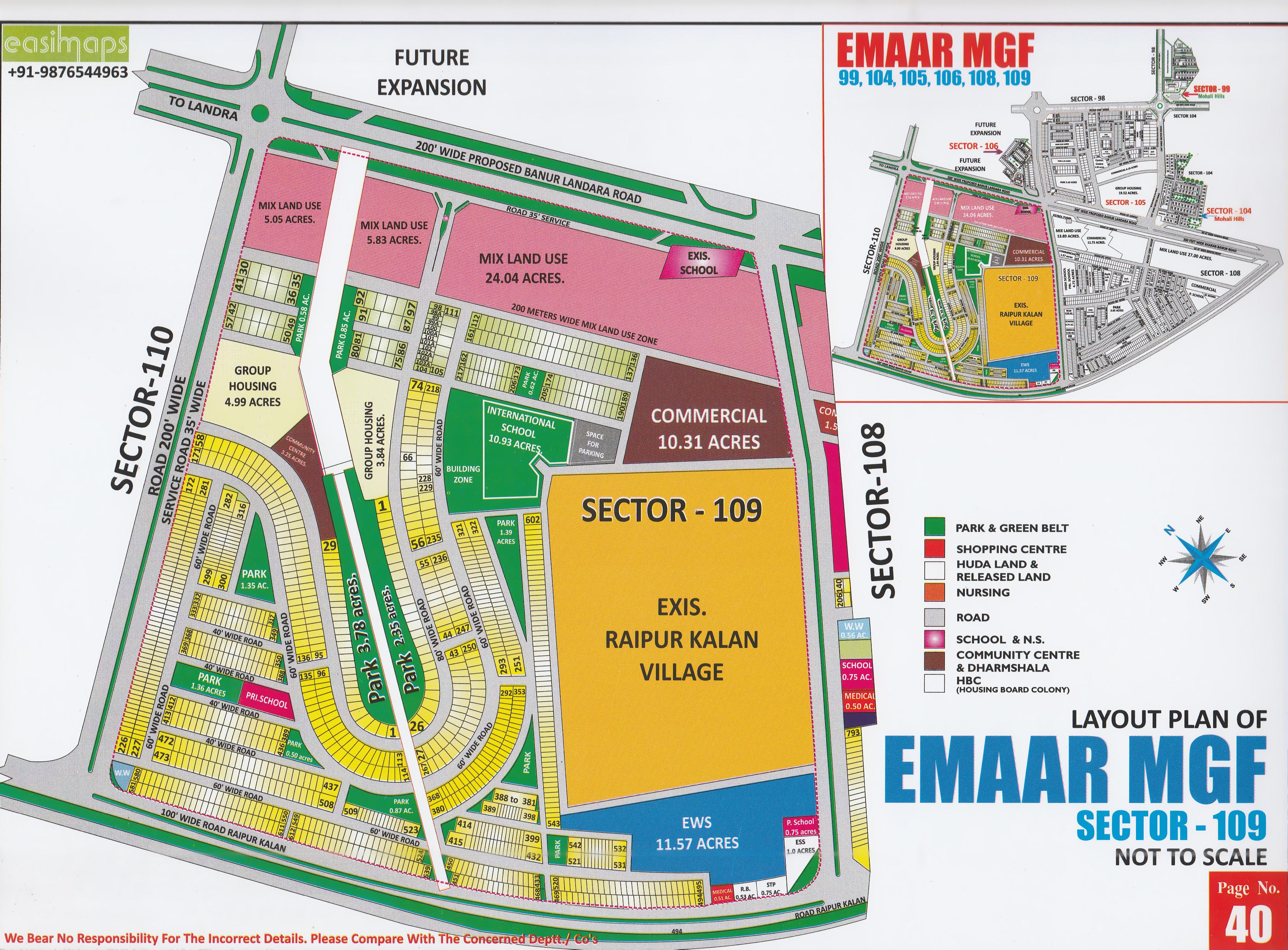 Emaar MGF Sector 109 Mohali layout plan
