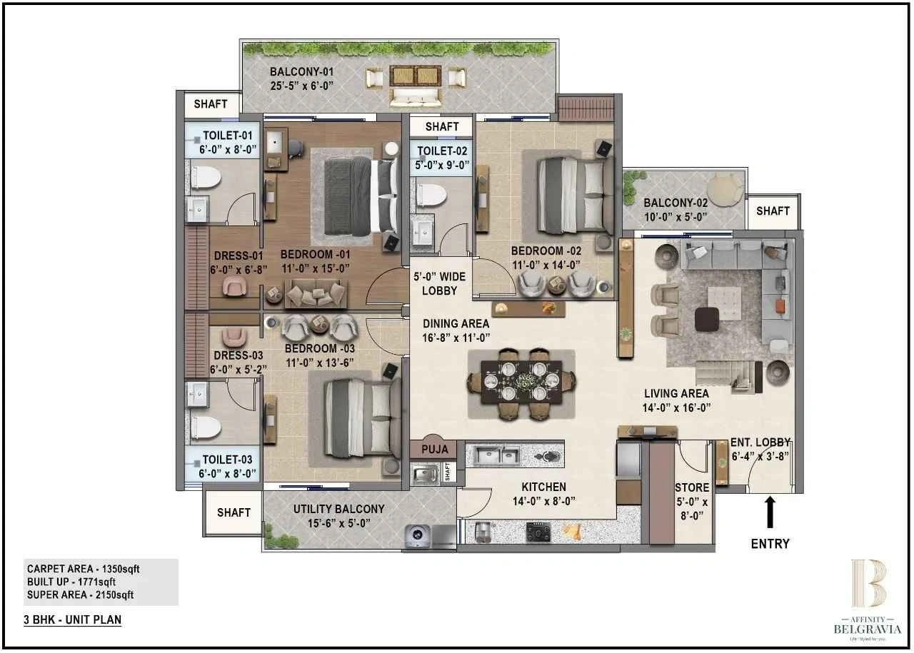 Affinity Belgravia 3BHK Flat For Sale In Zirakpur