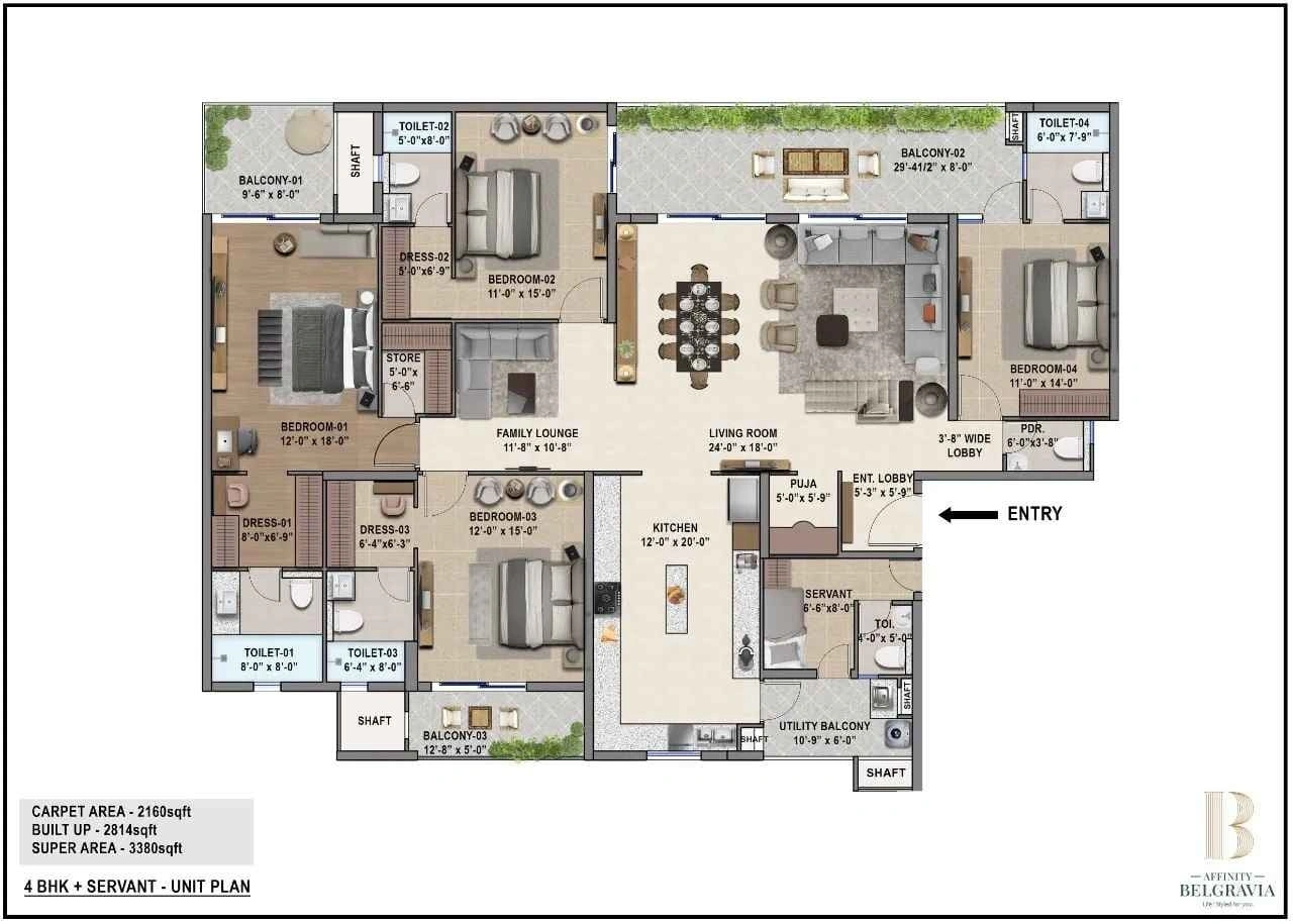 Affinity Belgravia 4BHK+S Flat For Sale In Zirakpur