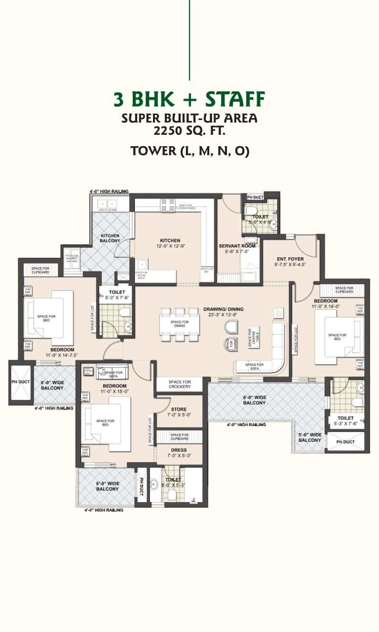 Escon Primera 3BHK+S Flat For Sale In PR7 Airport Road, Zirakpur