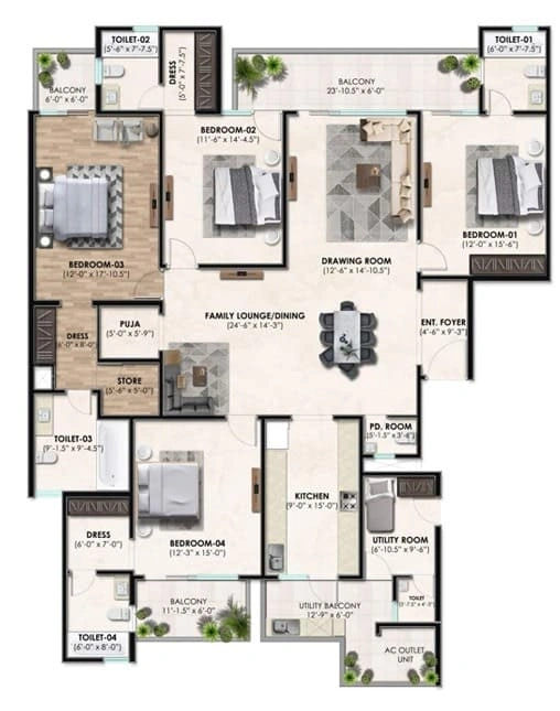 Noble Callista 4BHK+S Flat For Sale on Sector 66B, Mohali