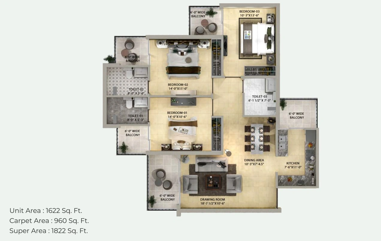 The Suman Marvelous 3BHK Flat For Sale In Ramgarh Bhudda, Zirakpur