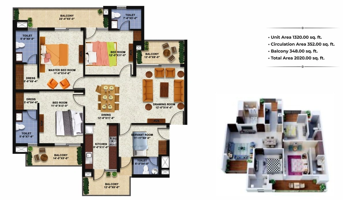 Uptown Skylla 3BHK+S Flat For Sale In Zirakpur