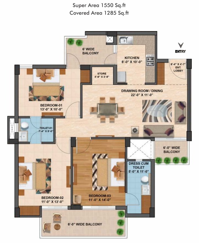 3 BHK Flat for Sale in Sector 82A Mohali – The Medallion