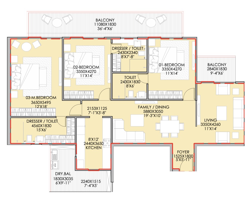 3 BHK Flat for Sale in Mohali – The Pinnacle